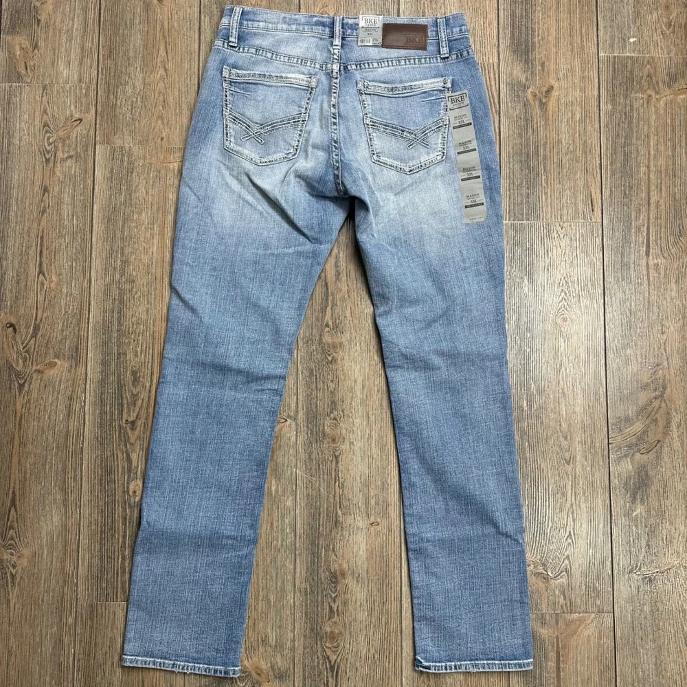 BKE Mason Regular Fit Tapered Jeans Mens 33L 33x34 NWT Stretch Low Rise Denim